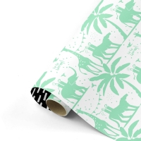 Cadeaupapier 50x300 cm - Mint - Zwart - Tropical Party