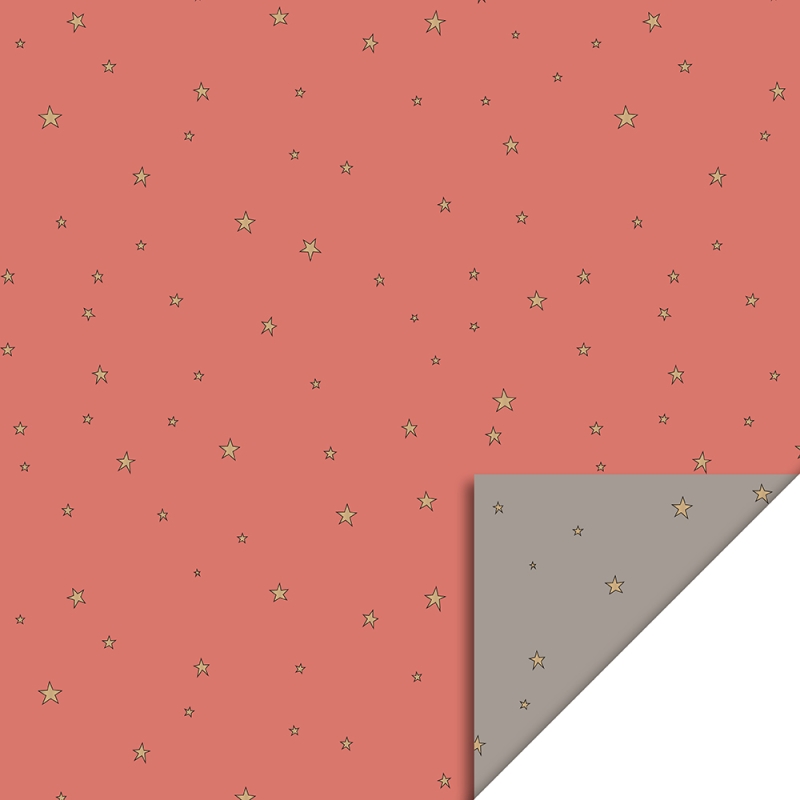 Cadeaupapier 70x300 cm - Stars Duo Blush Red - Warm Gray