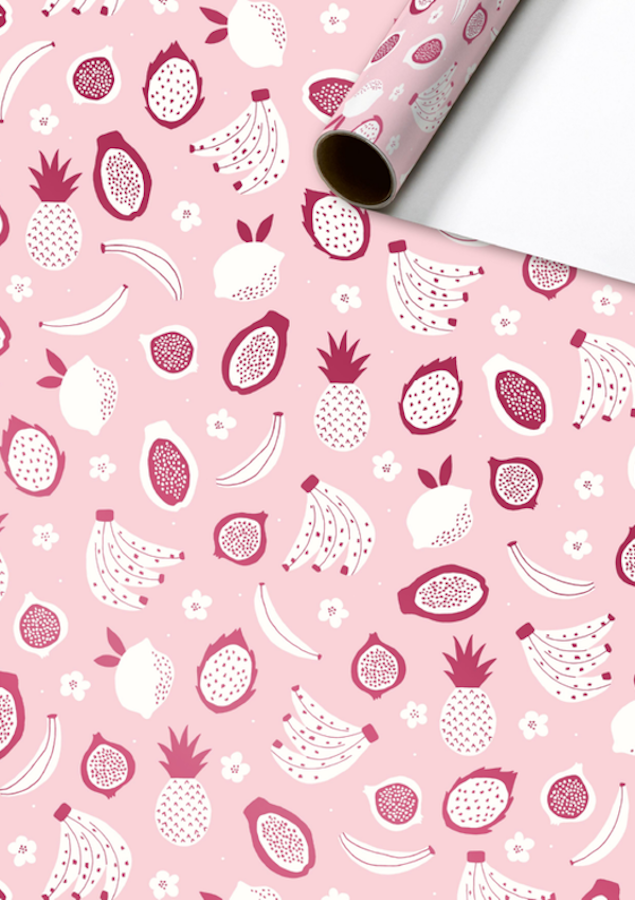 Cadeaupapier 70x200 cm - Lomi - Roze - Fruit
