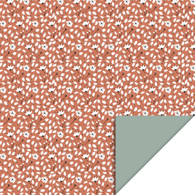 Cadeaupapier 70x300 cm - Flowers Liberty Faded Red - Ice Blue