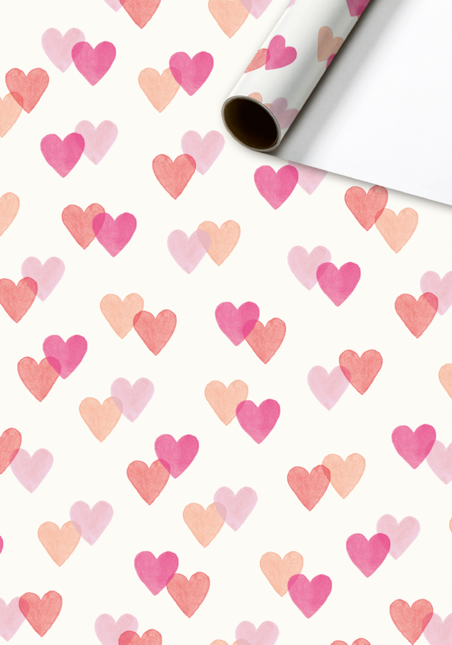Cadeaupapier 70x200 cm - Laila - Roze hartjes