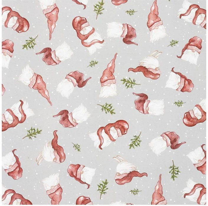 Cadeaupapier 70x200 cm - Kerstman met grote muts