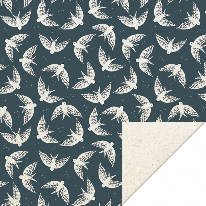 House Of Products Cadeaupapier 70cm - Birds Night Blue House Of Products Cadeaupapier 70cm - Birds Night Blue