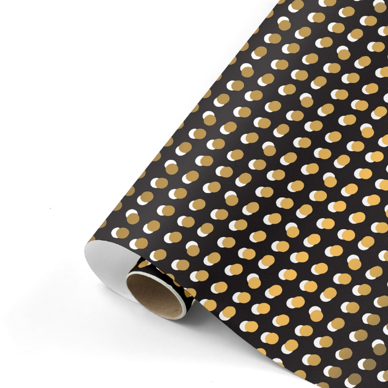 Cadeaupapier 70 cm - Dots zwart/goud