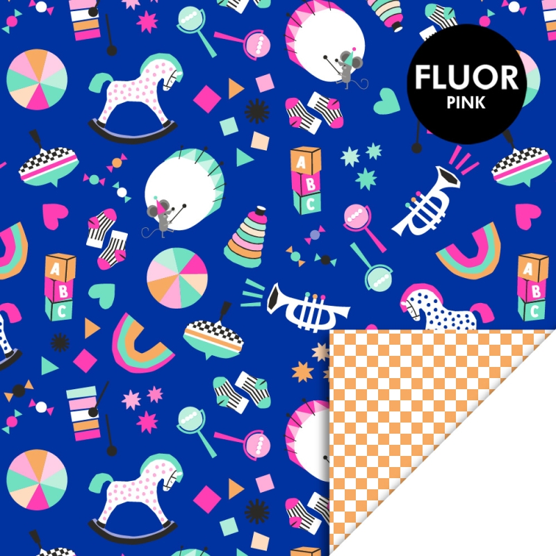 House Of Products Cadeaupapier 70cm - Toy Story Bright - Check Peach