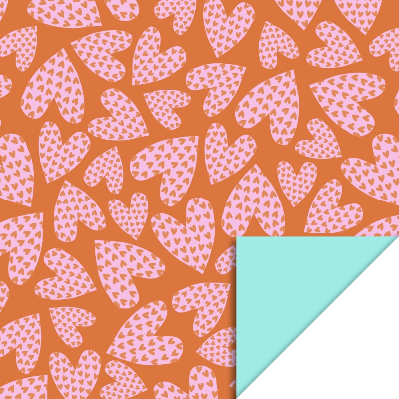 House Of Products Cadeaupapier 70cm - Love Hearts Cognac - Mint