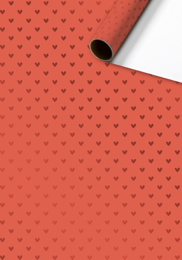 Cadeaupapier 70x150 cm - Zisa - Harten - Rood