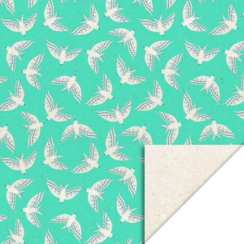 House Of Products Cadeaupapier 70cm - Birds mint