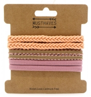 6 Haarelastieken - Set Lila / Zalm