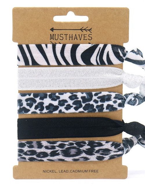 5 Ibiza Haarelastieken/Armbanden - Dierenmix