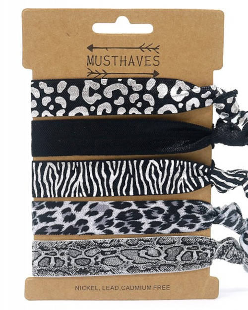5 Ibiza Haarelastieken/Armbanden - Dierenprint