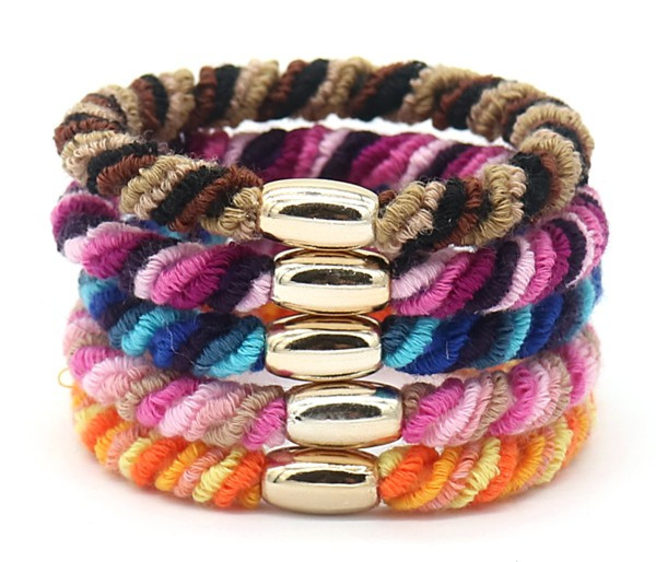 5 Haarelastieken - Bruin,Paars,Blauw,Roze,Oranje