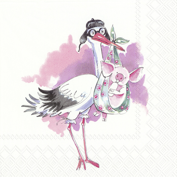 IHR - Lunch servetten - Piggy 'new baby' light rose