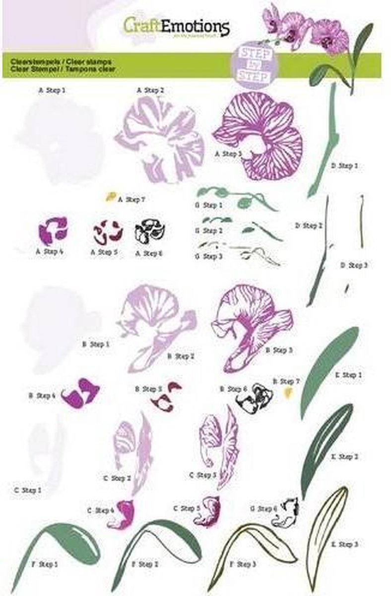 Clearstamp - CraftEmotions - Step by step - Orchid