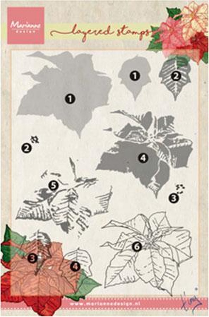 Clearstamp - Marianne Design - Layered - Poinsettia - TC0859