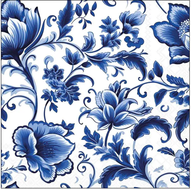 Ambiente - Servetten 33x33cm - Delft Blue florals