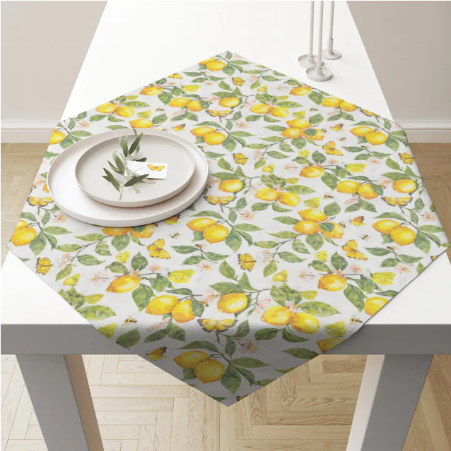 Ambiente - Tafelloper 90x90cm - Fresh lemons white