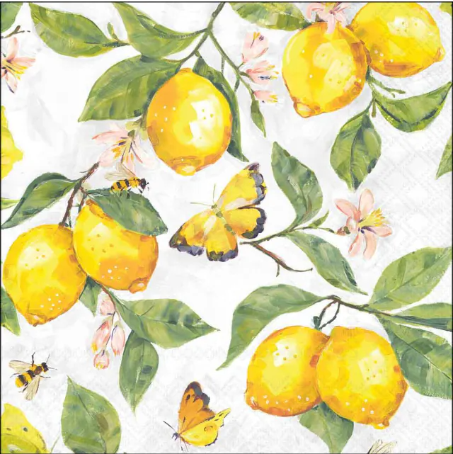 Ambiente - Servetten 33x33cm - Fresh lemons white