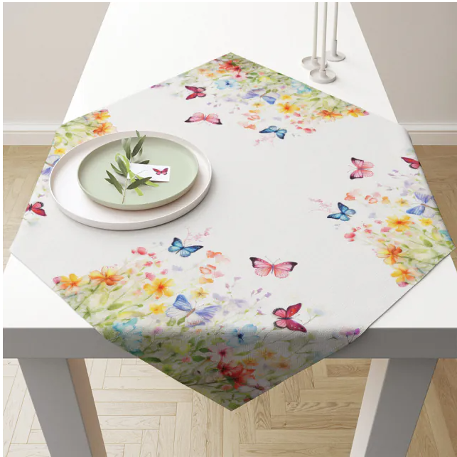 Ambiente - Tafelkleed 90x90cm - Butterflies in field white