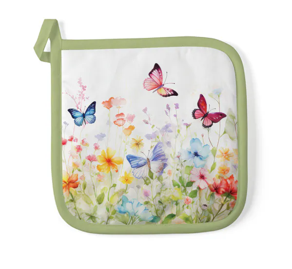 Ambiente - Pannenlap 20x20cm - Butterflies in field white