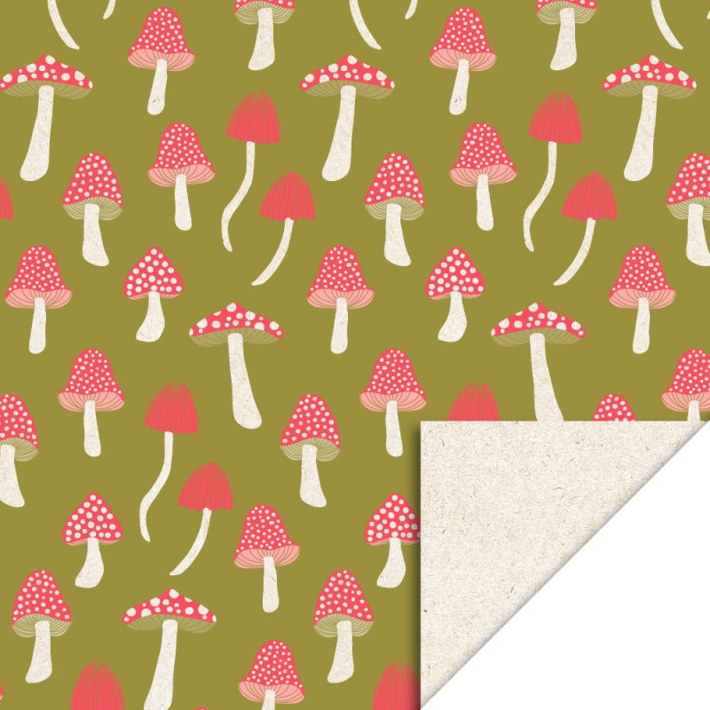 House Of Products - Cadeaupapier 70 cm - Mushrooms Olive