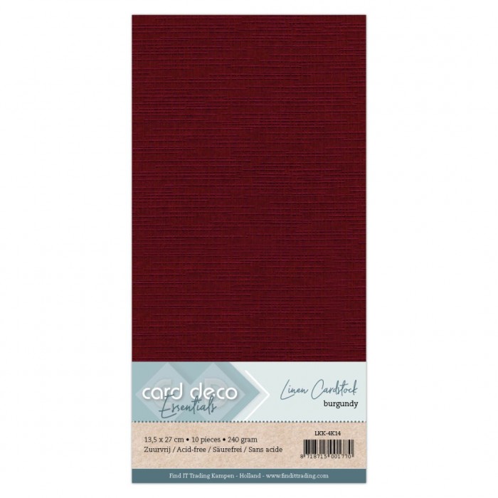Card Deco Linnenkarton Bordeaux 13,5 x 27 cm - LKK-4K14