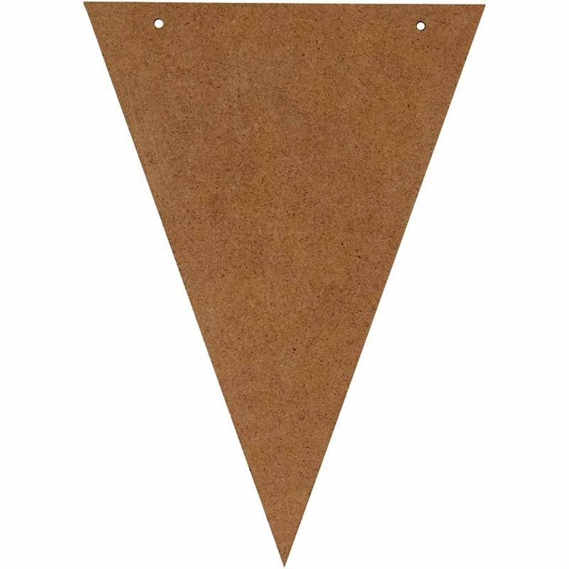 5 Houten Driehoek vlaggetjes - 9x6,5 cm