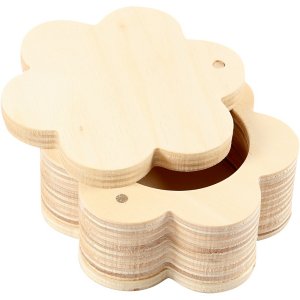 Houten bloemvormig doosje - 8,2 cm