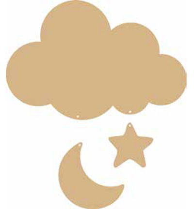 MDF - Wolken set met ster en maan