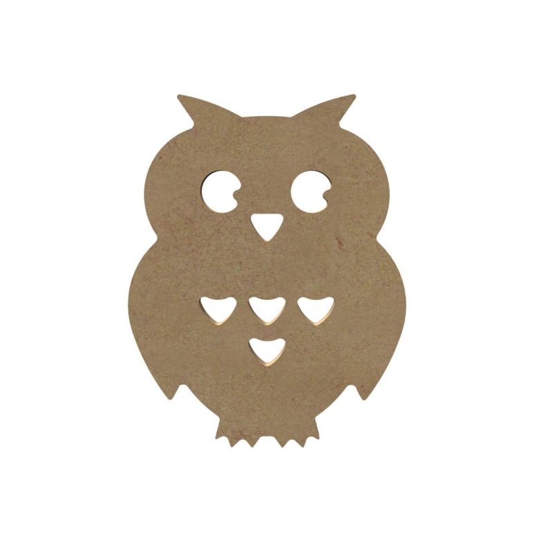 MDF - Uil met hartjes - 26 cm