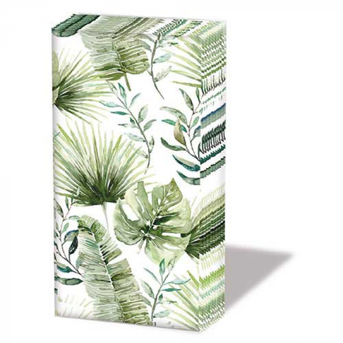 Ambiente - Zakdoeken - Jungle leaves white Ambiente - Zakdoeken - Jungle leaves white