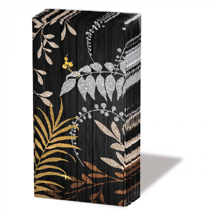 Ambiente Zakdoeken - Luxury Leaves Black
