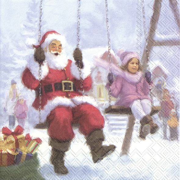 IHR - Lunch servetten - Santa on the swing