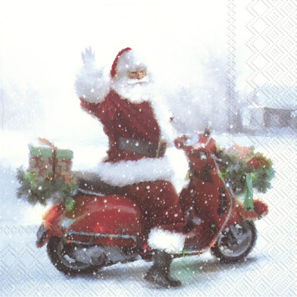 Lunch servet per stuk - Santas scooter