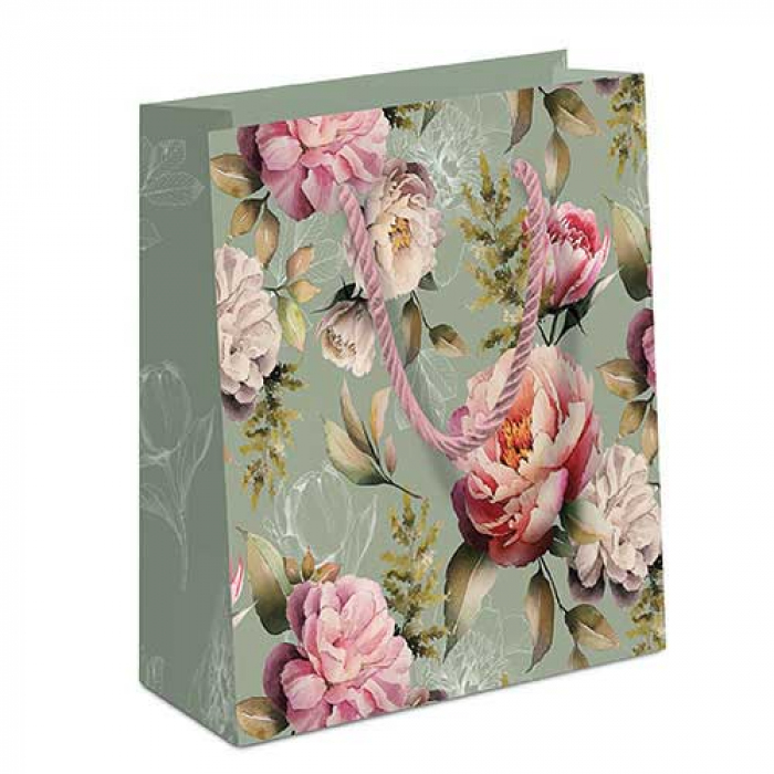 Ambiente Cadeautas 22,5x17x9 cm - Peonies composition green