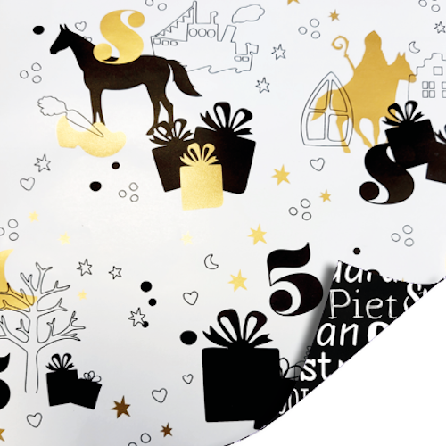 2 Rollen Cadeaupapier 30x200cm - Sinterklaas Hoge daken en sint Letters 2 Rollen Cadeaupapier 30x200cm - Sinterklaas Hoge daken en sint Letters