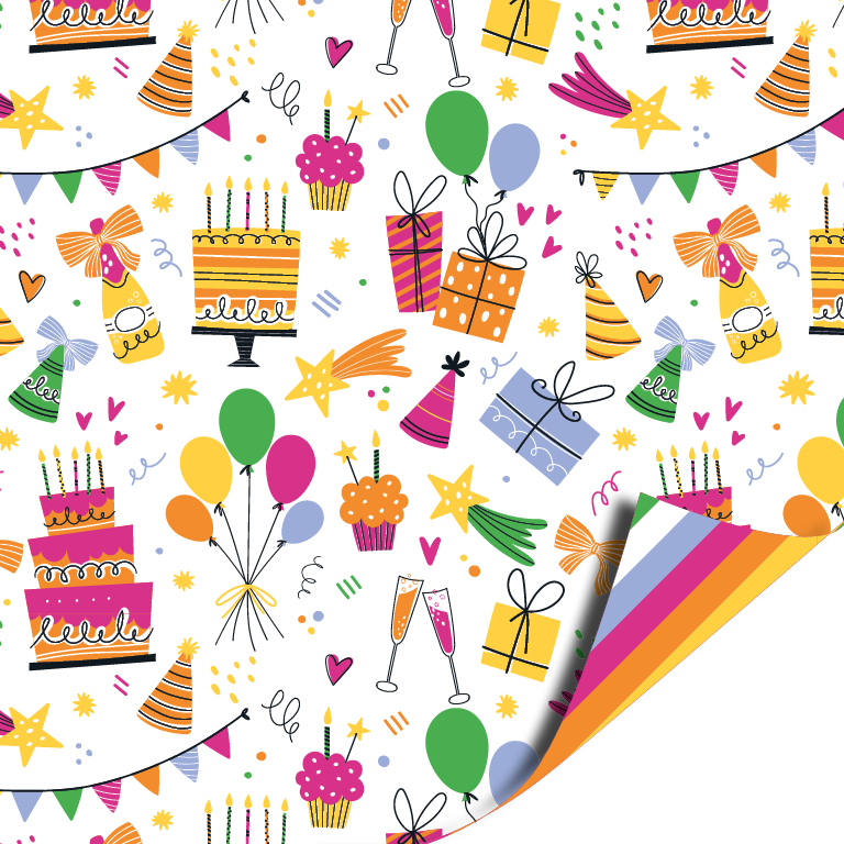 Cadeaupapier 70x200cm - Birthday doodles