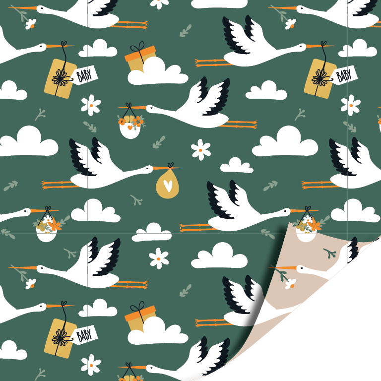 Cadeaupapier 70x200cm - Ooievaar Cadeaupapier 70x200cm - Ooievaar