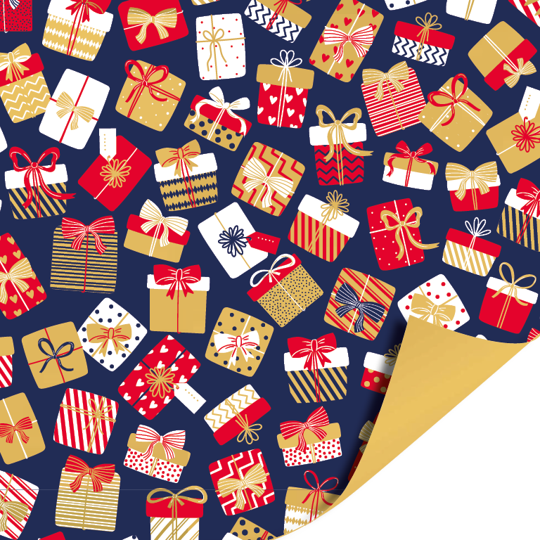 Cadeaupapier 70x200cm - Kadootjes feest blauw Cadeaupapier 70x200cm - Kadootjes feest blauw