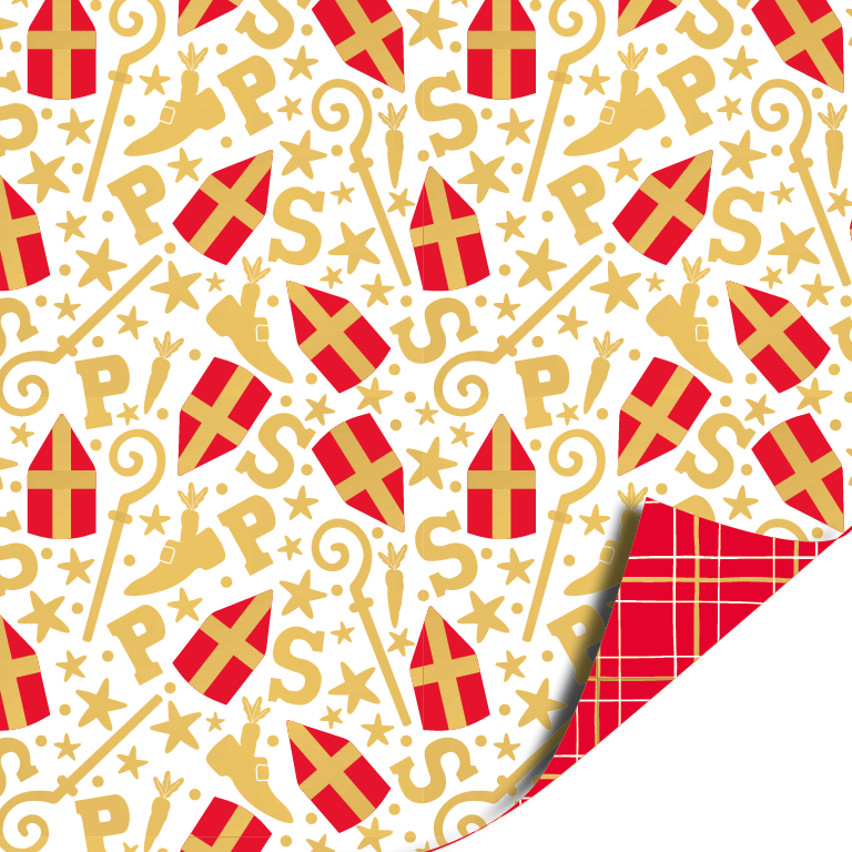 Cadeaupapier 70x200cm - Mijter feest wit Cadeaupapier 70x200cm - Mijter feest wit