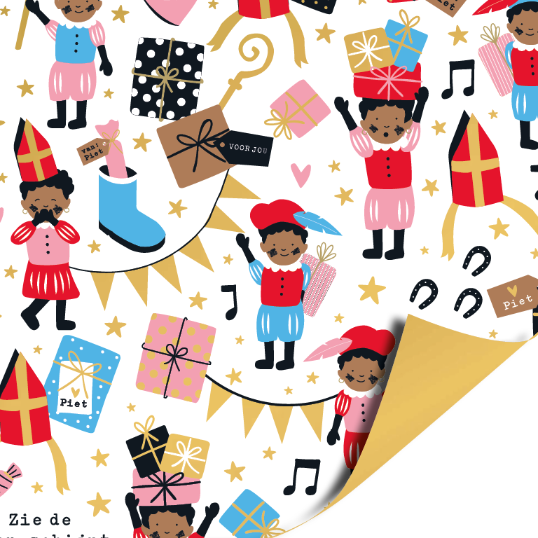 Cadeaupapier 70x200cm - Pieten party Cadeaupapier 70x200cm - Pieten party