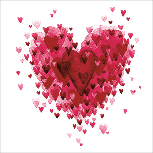 Lunch Servet per stuk - Heart of hearts red