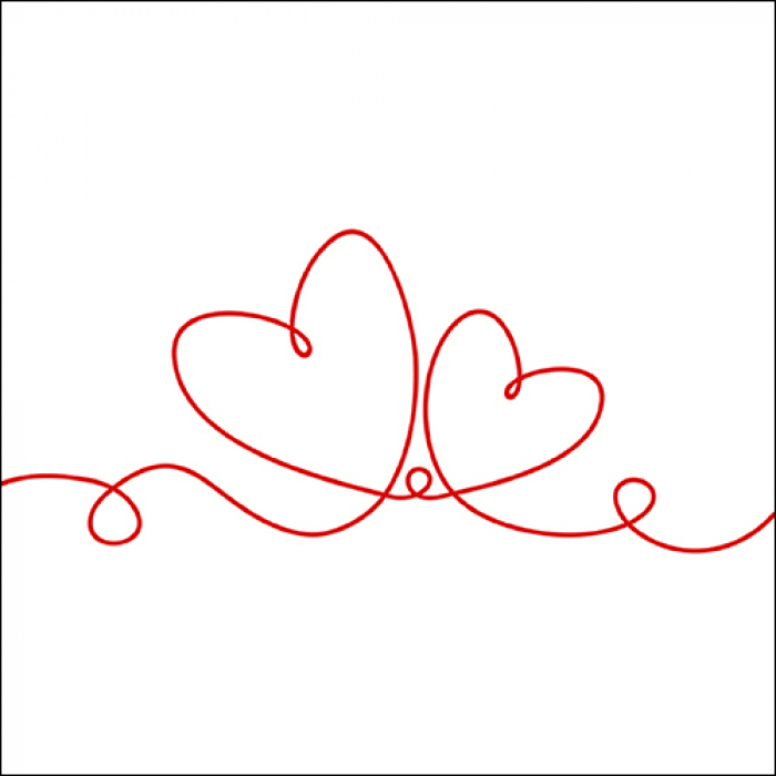 Lunch Servet per stuk - Line Of Love Red