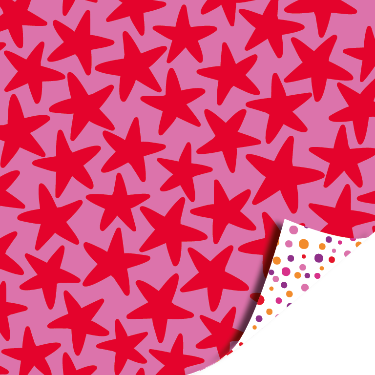 Cadeaupapier 70 cm - Colorful Christmas - Stars pink/red Cadeaupapier 70 cm - Colorful Christmas - Stars pink/red