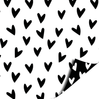 Cadeaupapier 70 cm - Basic - Zwart - Wit - Harten