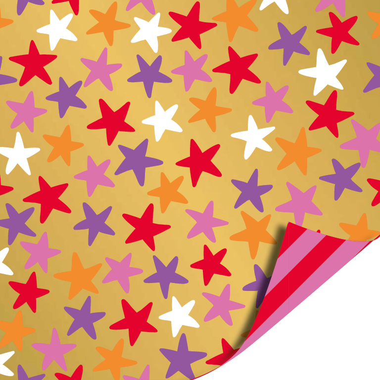 Cadeaupapier 70 cm - Colorful Christmas - Stars gold/multicolor Cadeaupapier 70 cm - Colorful Christmas - Stars gold/multicolor