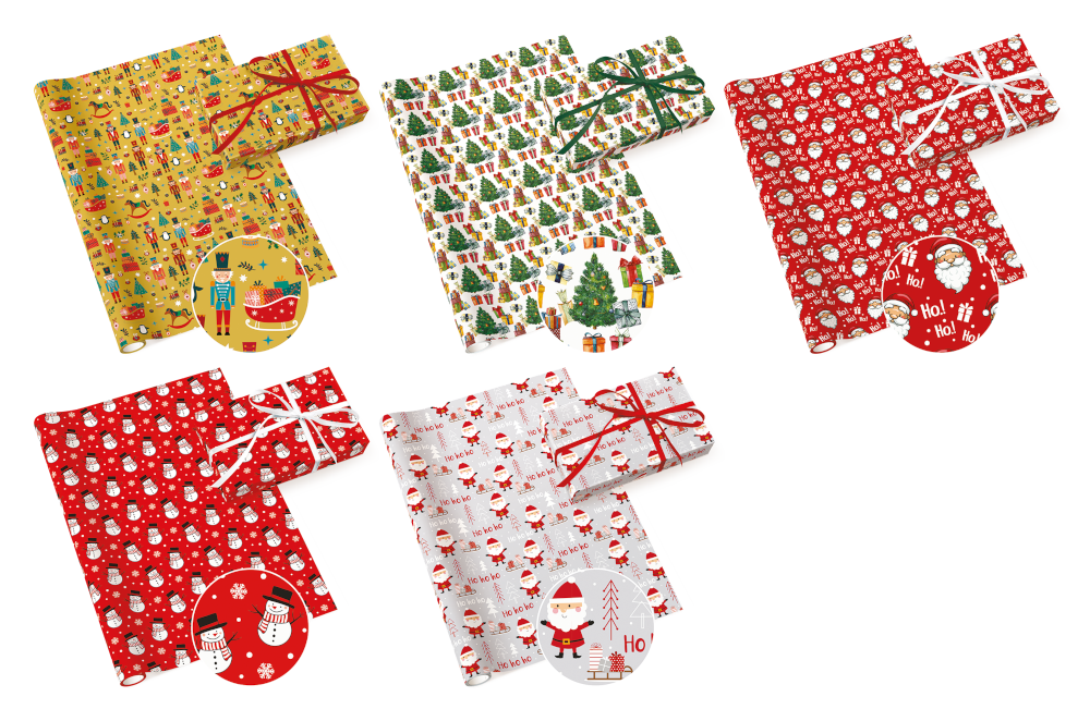 PAW Cadeaupapier 70 x 200 cm - Kerstafbeeldingen - 5 stuks PAW Cadeaupapier 70 x 200 cm - Kerstafbeeldingen - 5 stuks