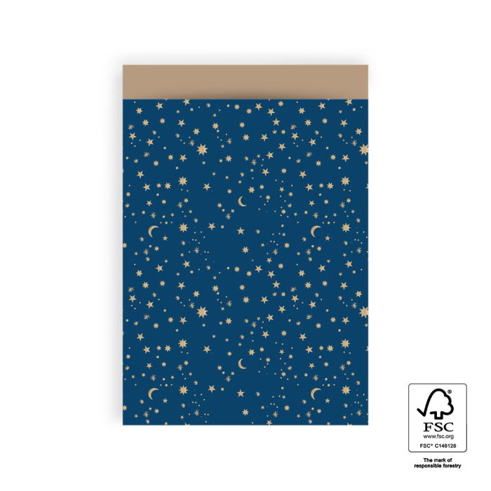 House Of Products - Cadeauzakjes 17x25 cm - Galaxy Foil Gold Blue - Taupe - 10 stuks House Of Products - Cadeauzakjes 17x25 cm - Galaxy Foil Gold Blue - Taupe - 10 stuks