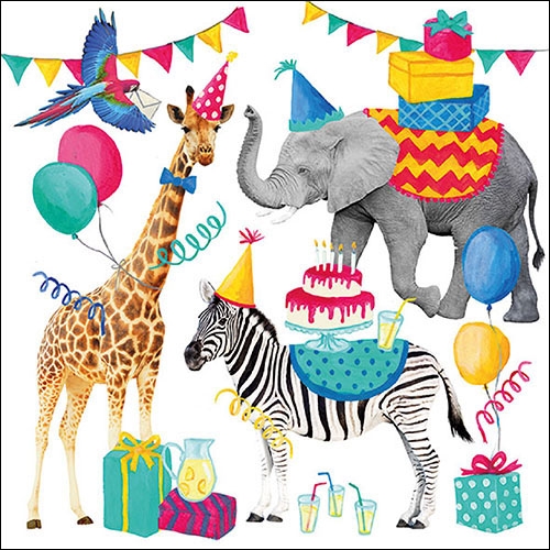Lunch Servet per stuk - Animal Birthday White Lunch Servet per stuk - Animal Birthday White