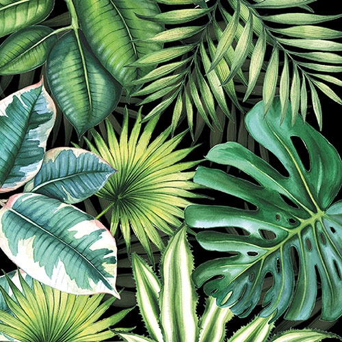 Lunch Servet per stuk - Tropical Leaves Black Lunch Servet per stuk - Tropical Leaves Black